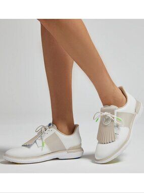 G/FORE Gallivan2r Golf Shoes Women’s Size 6 Snow Stone Leather Kiltie Spikeless